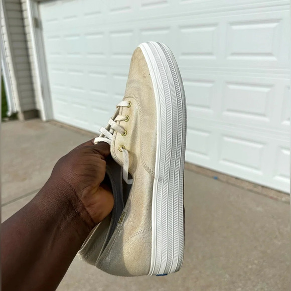 Keds Women’s The Platform Triple Metallic Gold Sneakers - Picture 12 of 16